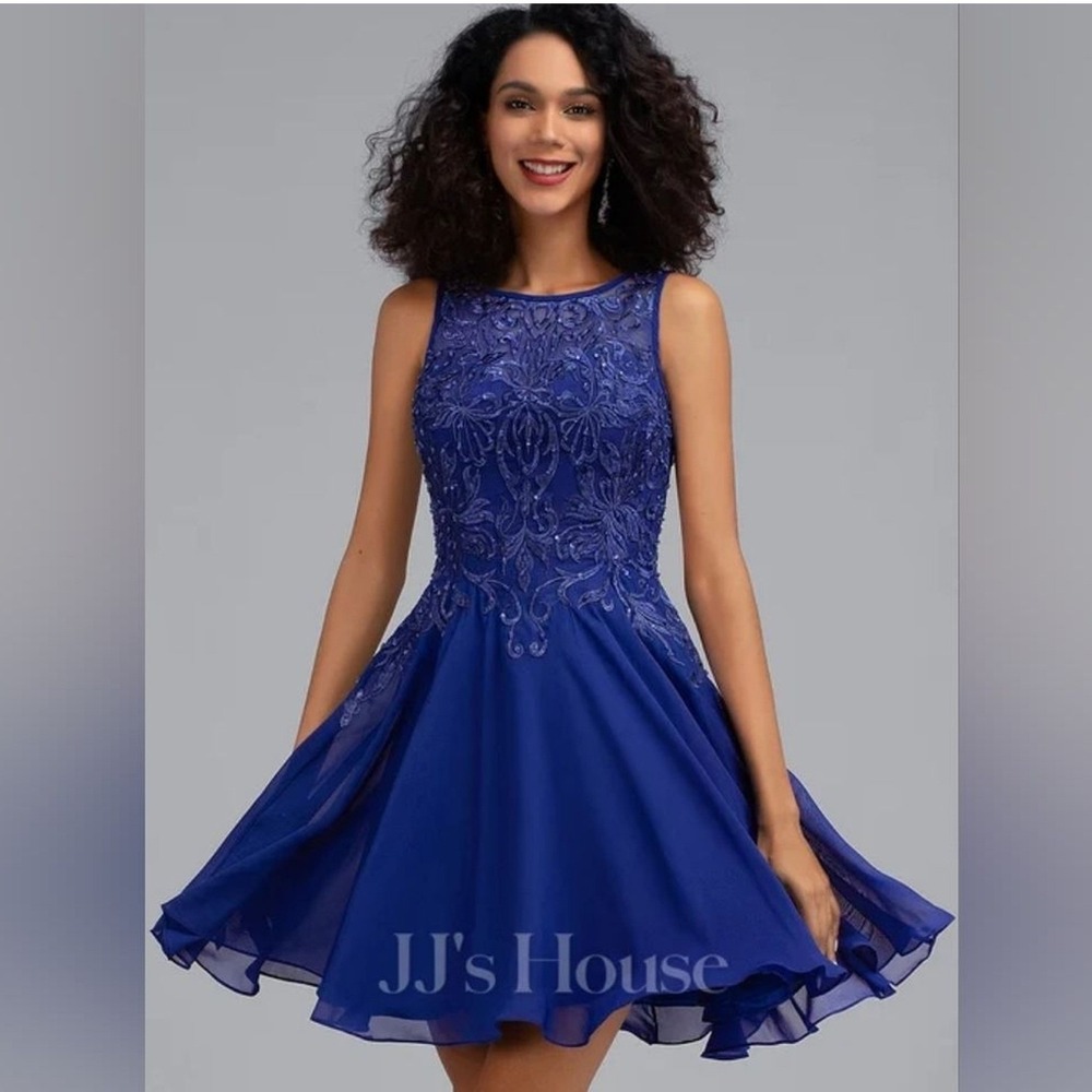 Coquette Royal Blue Lace Fit & Flare Cocktail Prom‎ Mini Dress Wedding Guest